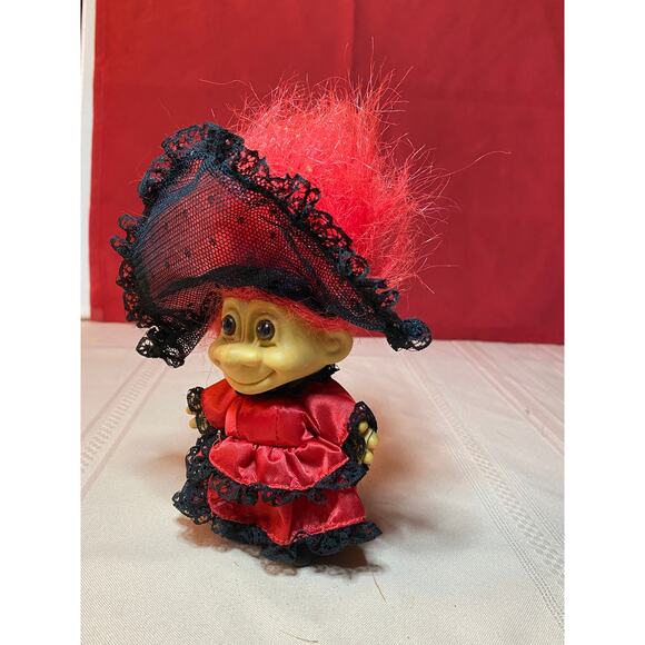 Vintage RUSS Around the World Troll Doll Girl 5" Red Black Lace Dress Veil SPAIN - Picture 16 of 16